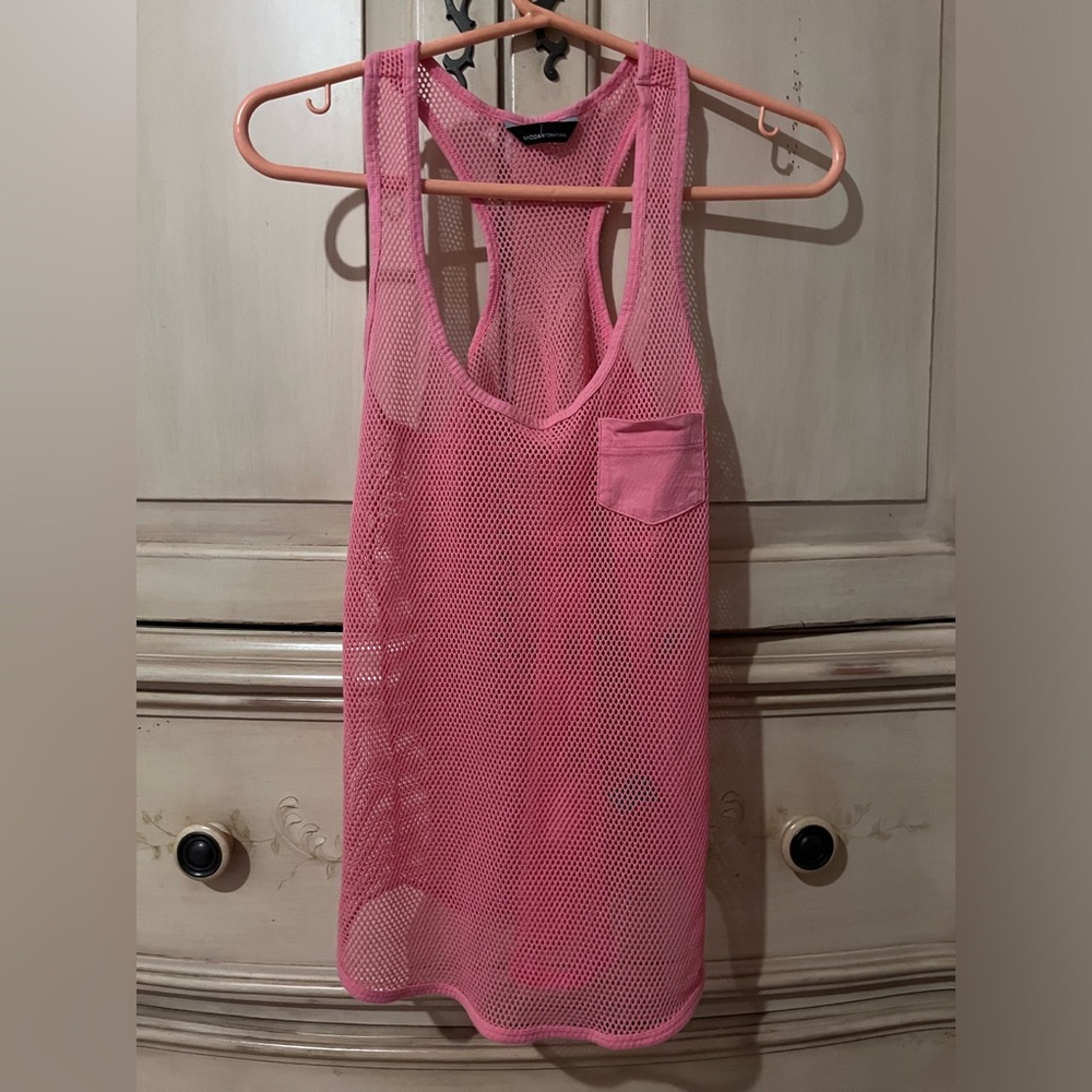 Moda International mesh net Coverup or Workout Top. Racerback.